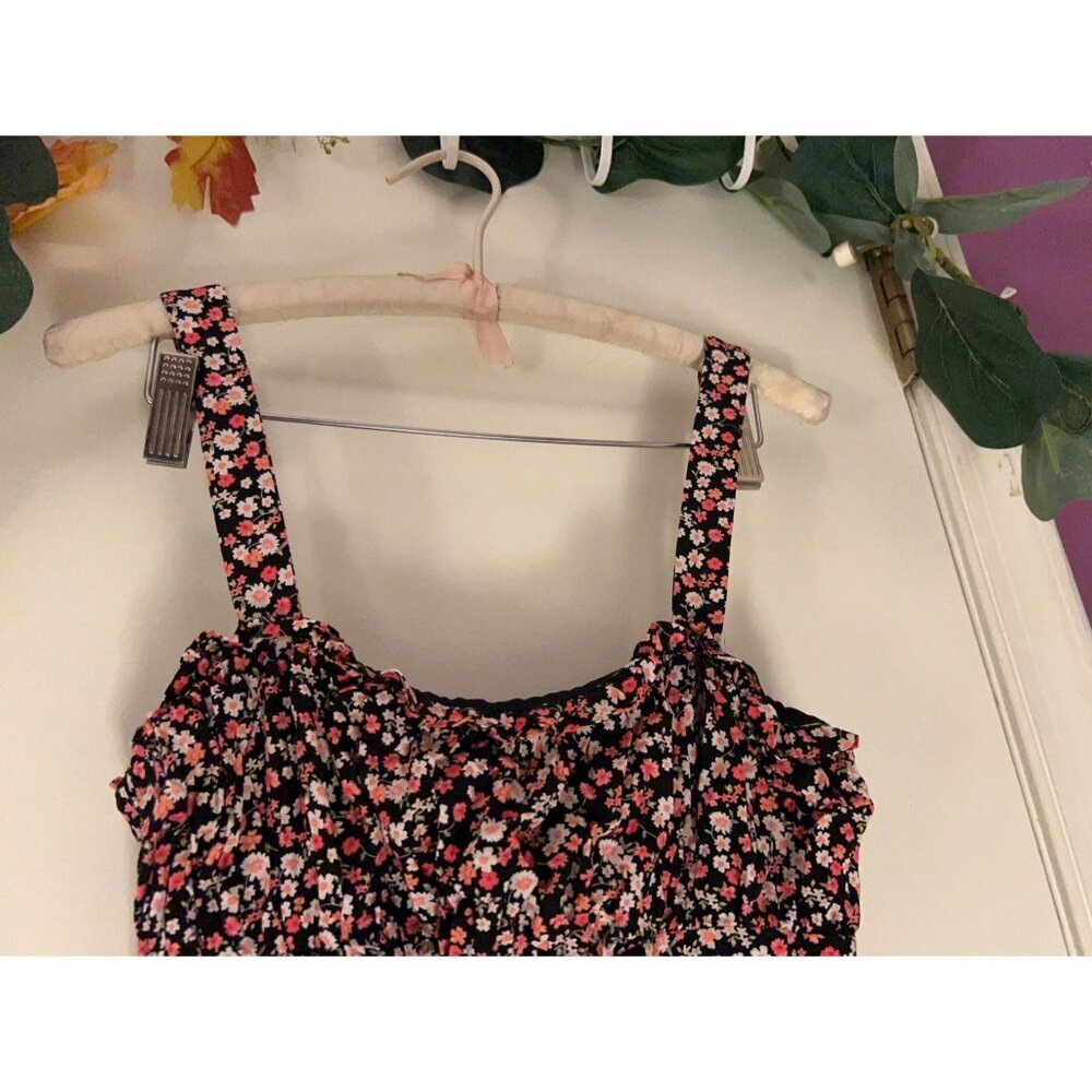 Row A Floral Multicolored/Mini dress M smock stretch back - Picture 5 of 15